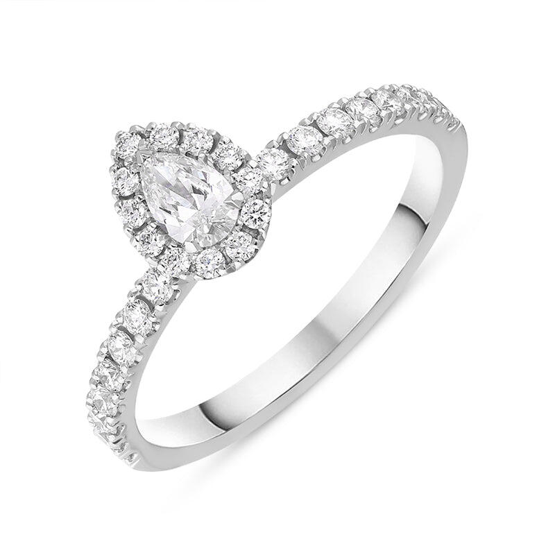 18ct White Gold Diamond Pear Cut Cluster Ring