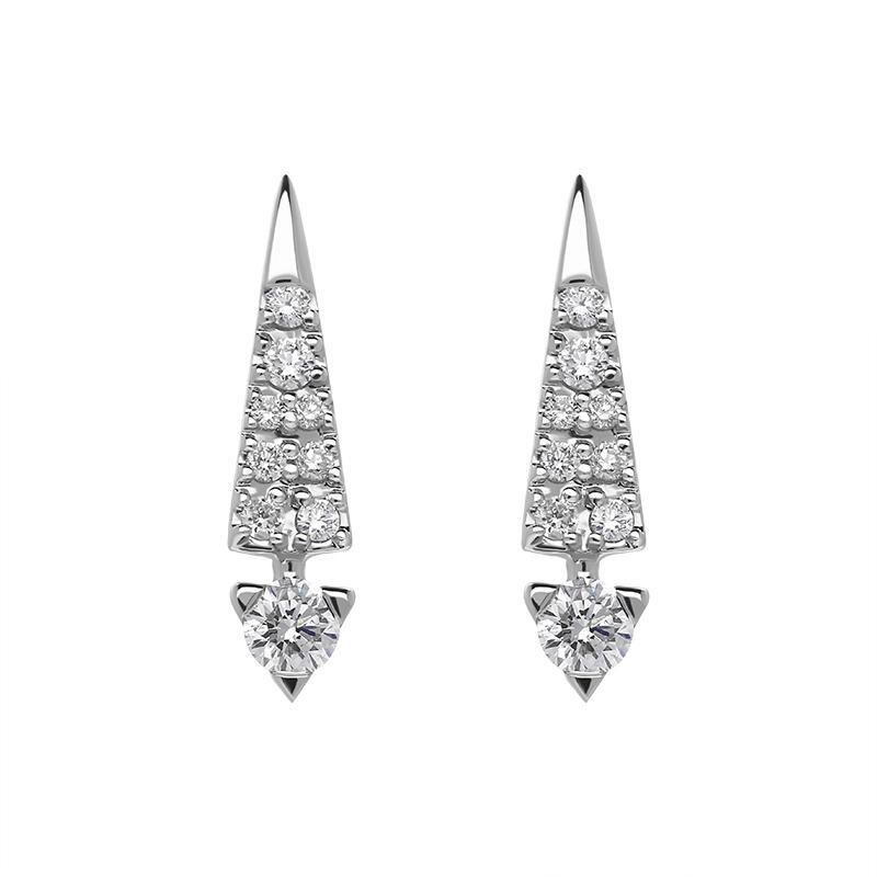 18ct White Gold Diamond Graduated Drop Earrings