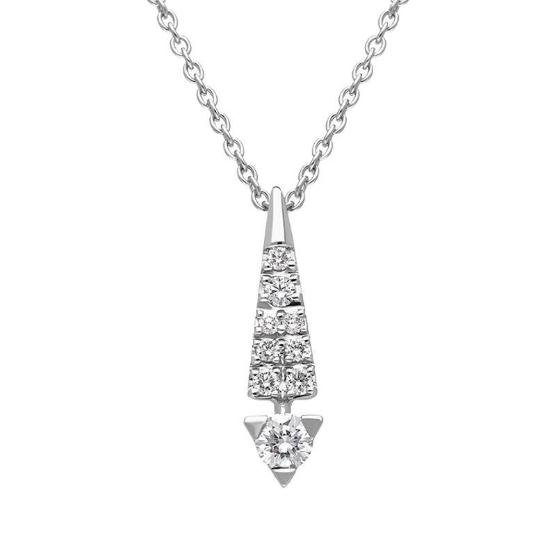 18ct White Gold Diamond Graduated Drop Necklace