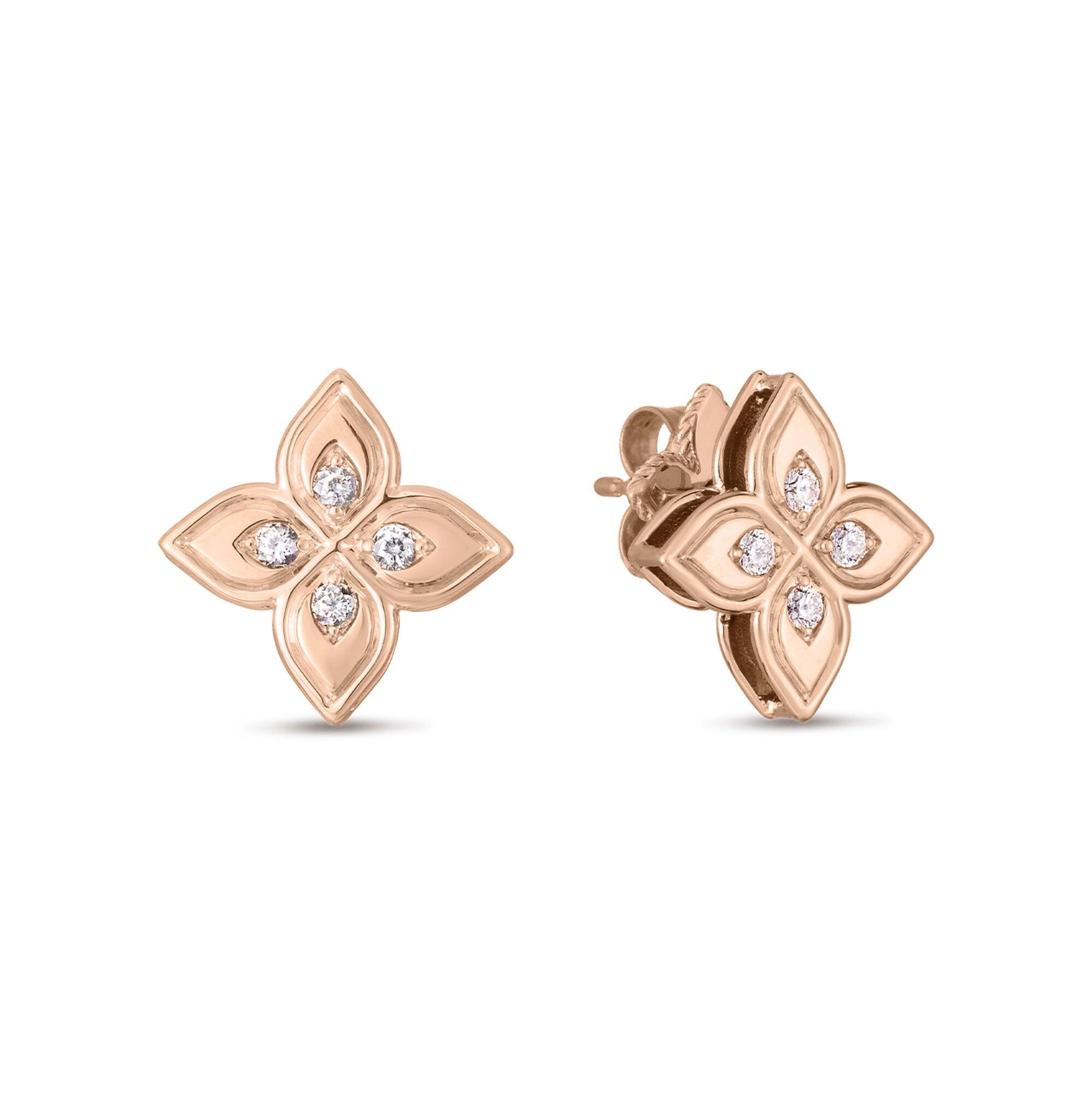 Roberto Coin Princess 18ct Rose Gold Diamond Stud Earrings