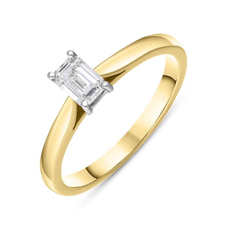 18ct Yellow Gold 0.40ct Diamond Emerald Cut Solitaire Ring - M