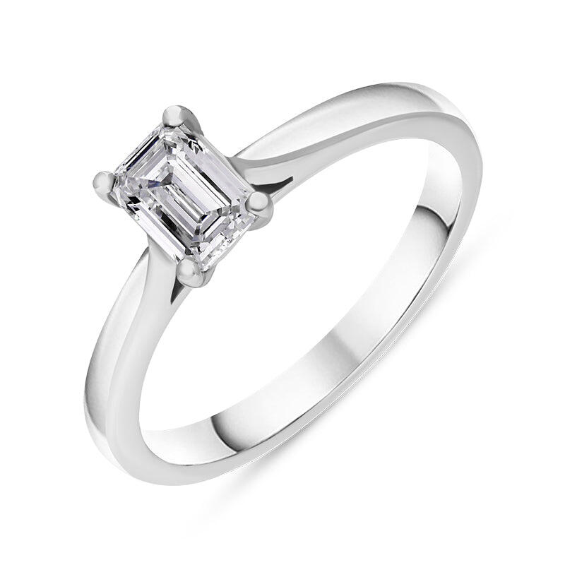 Platinum 0.64ct Diamond Emerald Cut Solitaire Ring - N