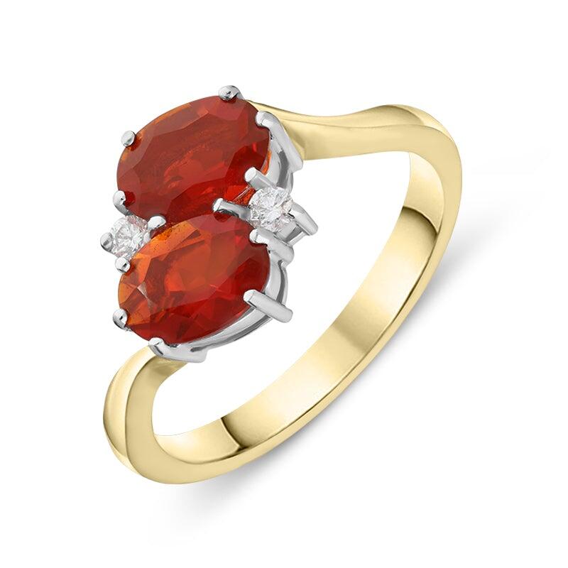 18ct Yellow Gold 0.90ct Fire Opal Diamond Oval Ring