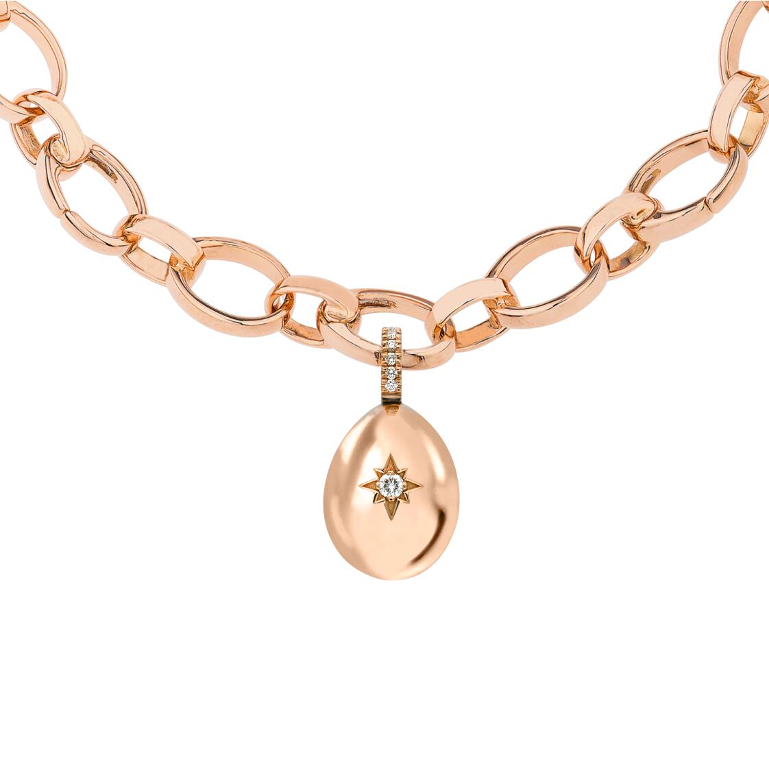 Faberge Essence 18ct Rose Gold 0.08ct Diamond Heart Egg Charm Exclusive Edition - Default / Rose Gold