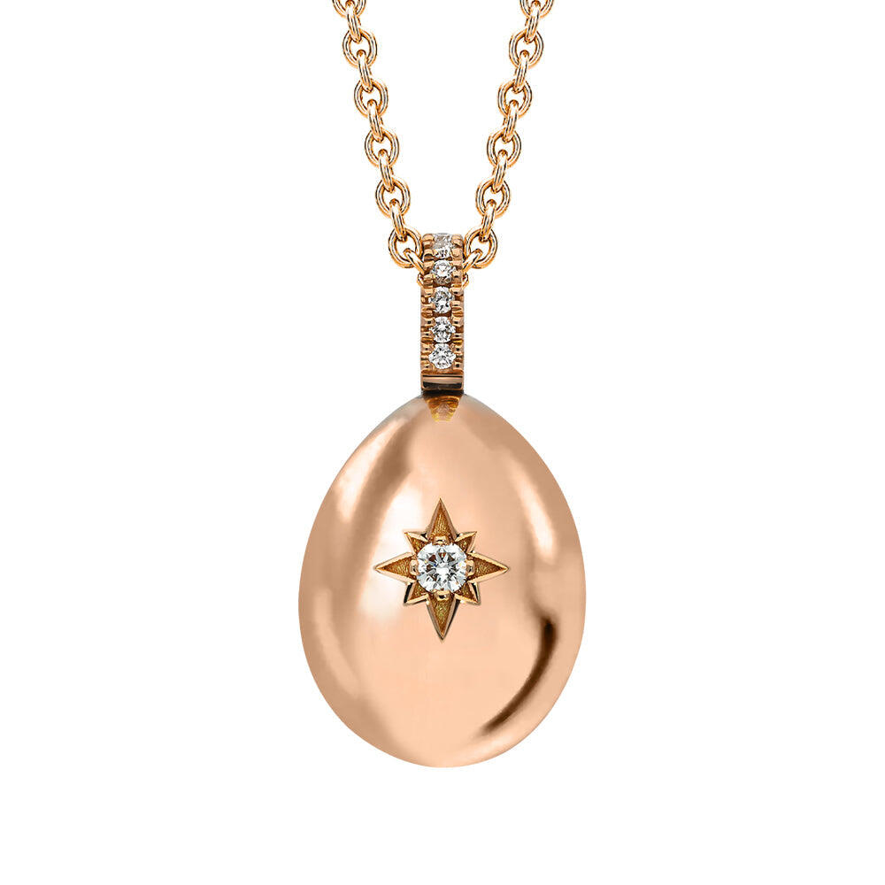 Faberge Essence 18ct Rose Gold 0.08ct Diamond Heart Egg Pendant Exclusive Edition - Default / Rose Gold