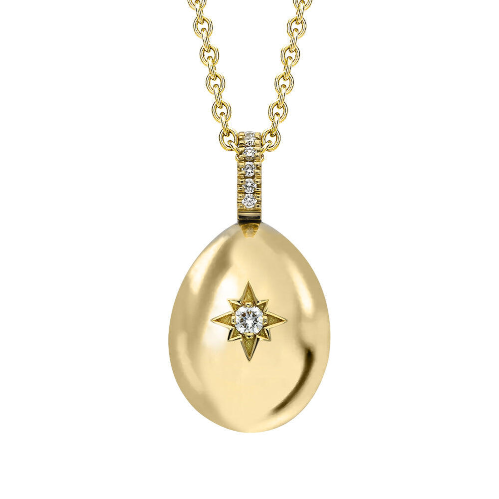 Faberge Essence 18ct Yellow Gold 0.08ct Diamond Heart Egg Pendant Exclusive Edition - Default / Yellow Gold