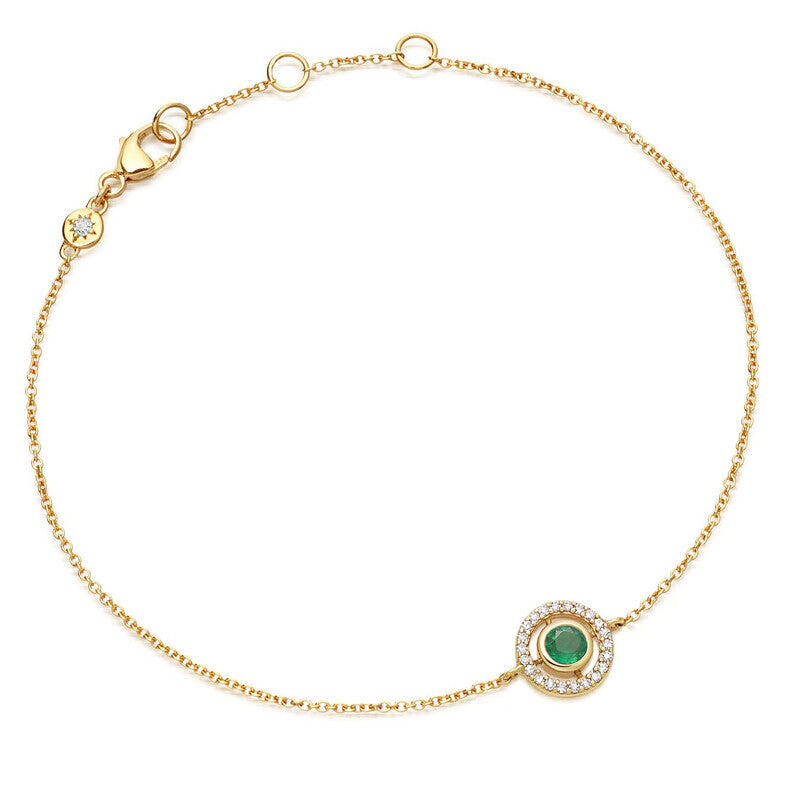 Astley Clarke Mini Icon Aura 14ct Yellow Gold Diamond Emerald Bracelet - Gold