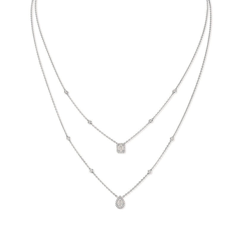Messika My Twin 18ct White Gold 0.80ct Diamond Two Row Necklace - Gold