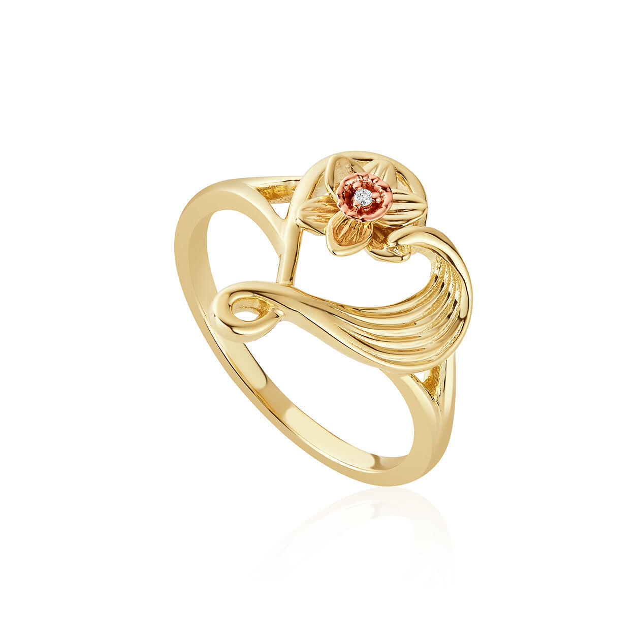 Clogau St Davids Daffodil Heart 9ct Gold Diamond Ring - Gold