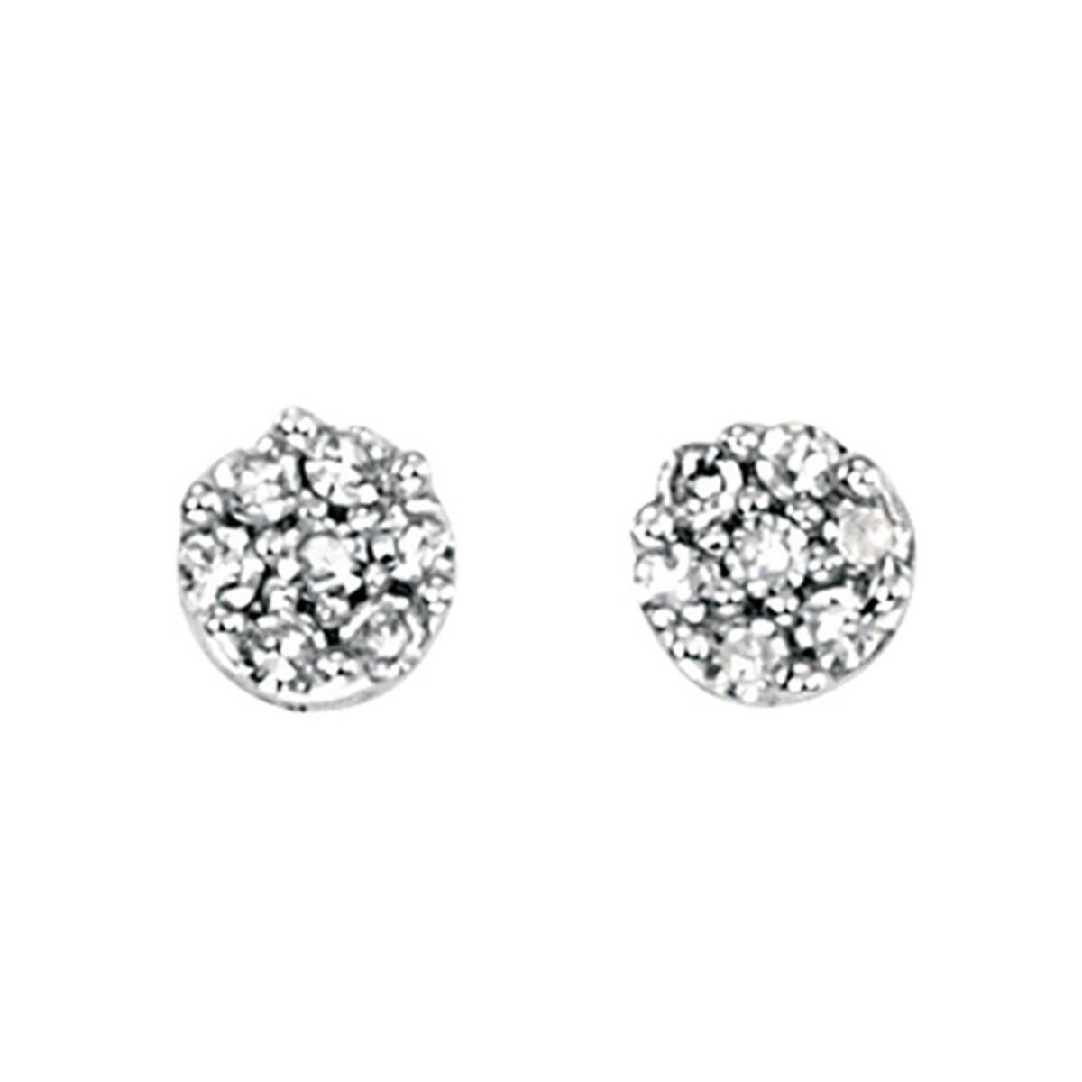 9Ct White Gold Diamond Pave Round Stud Earrings
