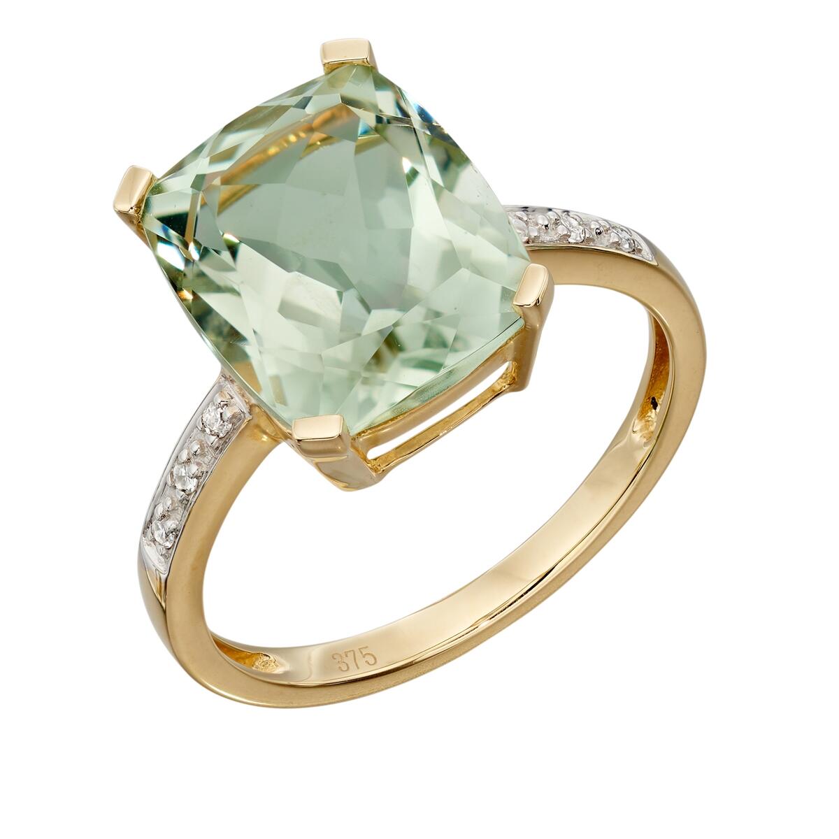Green Amythyst and Diamond Cocktail Ring