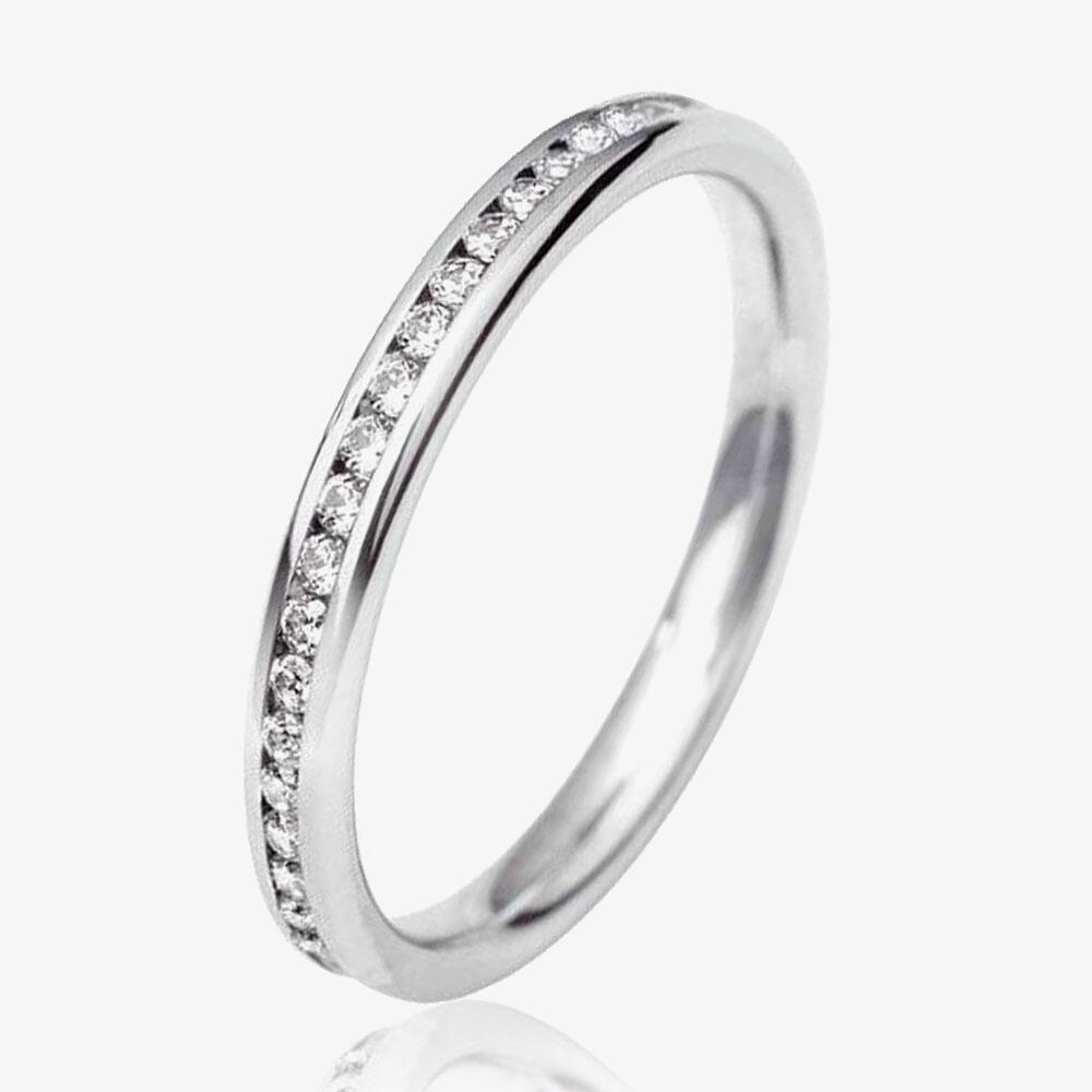 18ct White Gold 2.5mm Full Channel Set Diamond Wedding Ring WG5/2.5R125 18W HSI -K