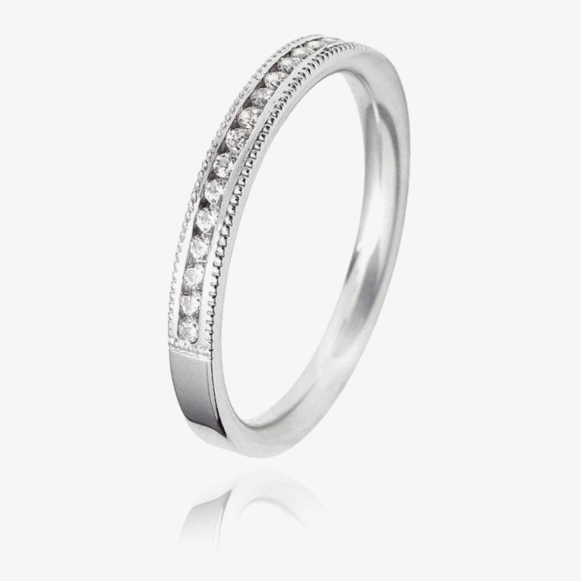18ct White Gold 3.0mm Vintage Diamond Flat Court Wedding Ring WVGH7/3R125 18W HSI-L