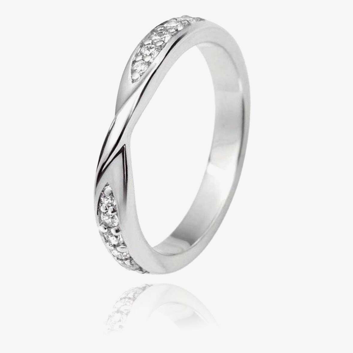 18ct White Gold 3.3mm Diamond Twist Wedding Ring WS22(3.3) 18W-L