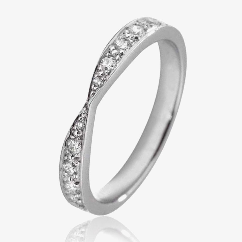 18ct White Gold 3.3mm Diamond Twist Wedding Ring WS28(3.3) 18W-L