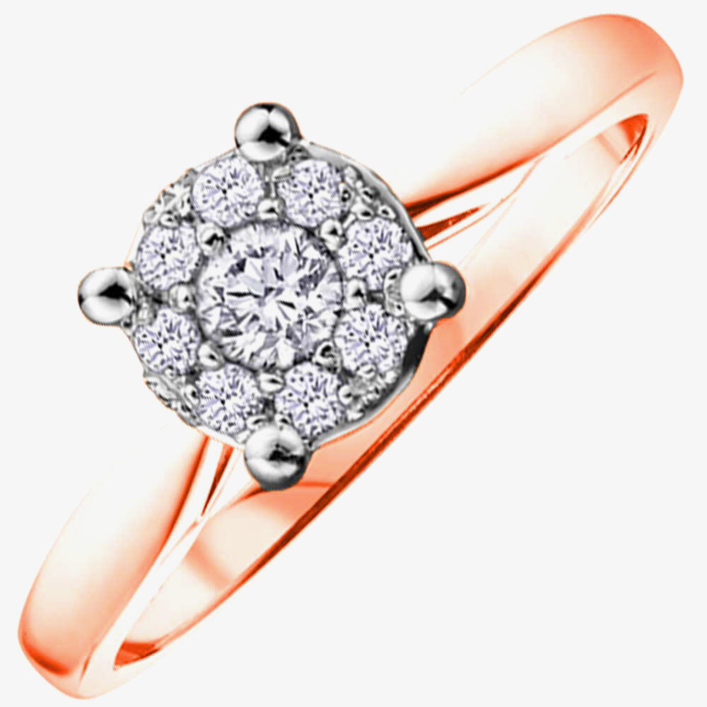 9ct Rose Gold 0.25ct Diamond Round Cluster Ring 1903RW/25-9 L