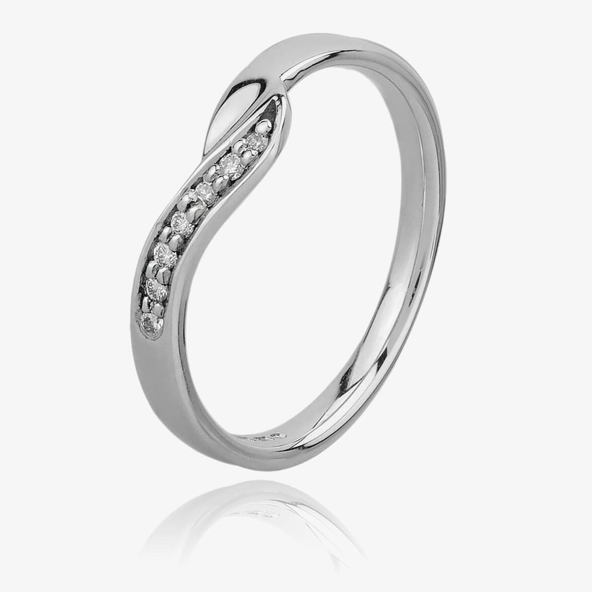 9ct White Gold 2.7mm Diamond Set Wishbone Wedding Ring 9306/9W/DQ10 P