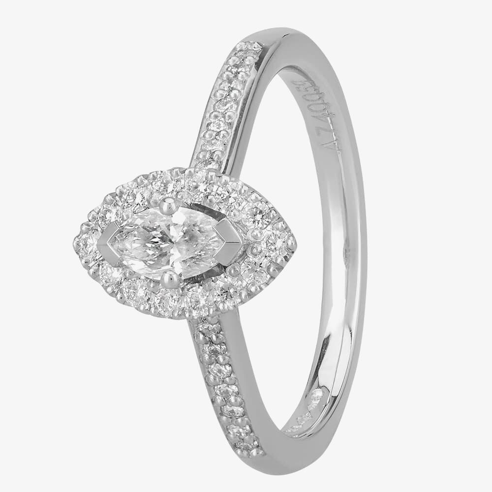 1888 Collection Platinum Certificated 0.20ct Diamond Navette Cluster Ring DSC39(6X3)0.20CT PLUS- F/VS1/0.46ct