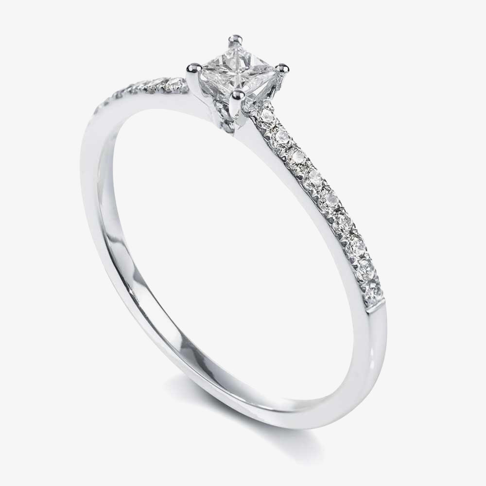 18ct White Gold Princess Cut Single Stone Diamond Ring DDX102-3.25 N