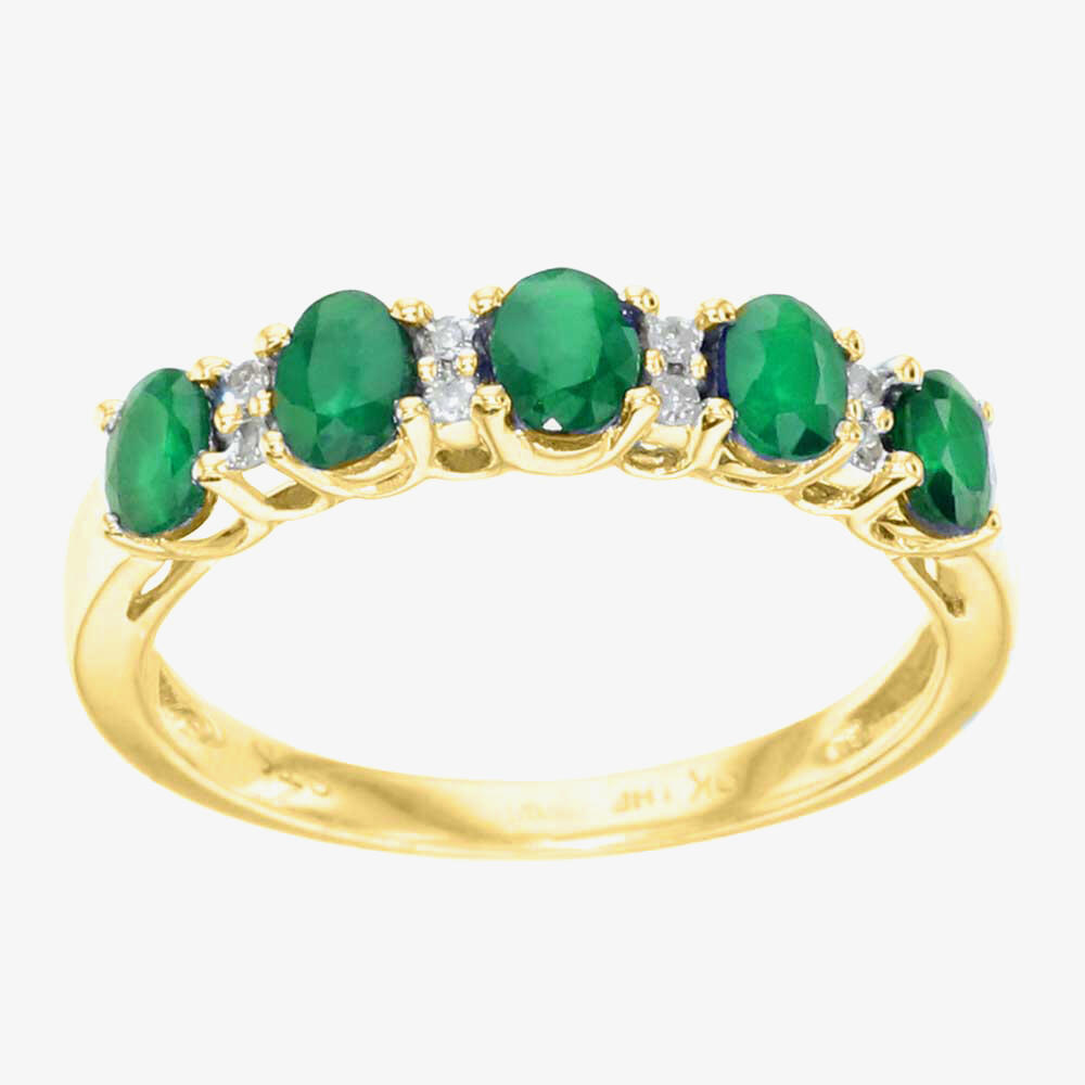 9ct Gold Emerald and Diamond Ring CR7739 9KY/EM P