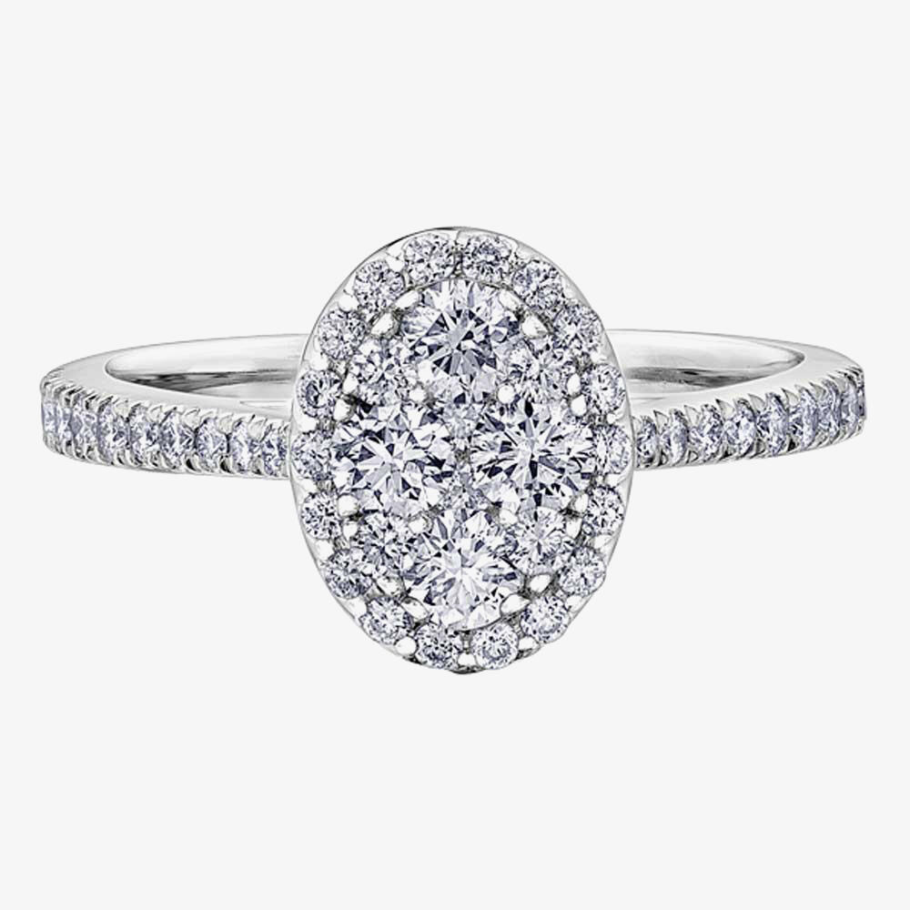 9ct White Gold 1.00ct Diamond Pave Oval Cluster Halo Ring 30275WG/100-9 O