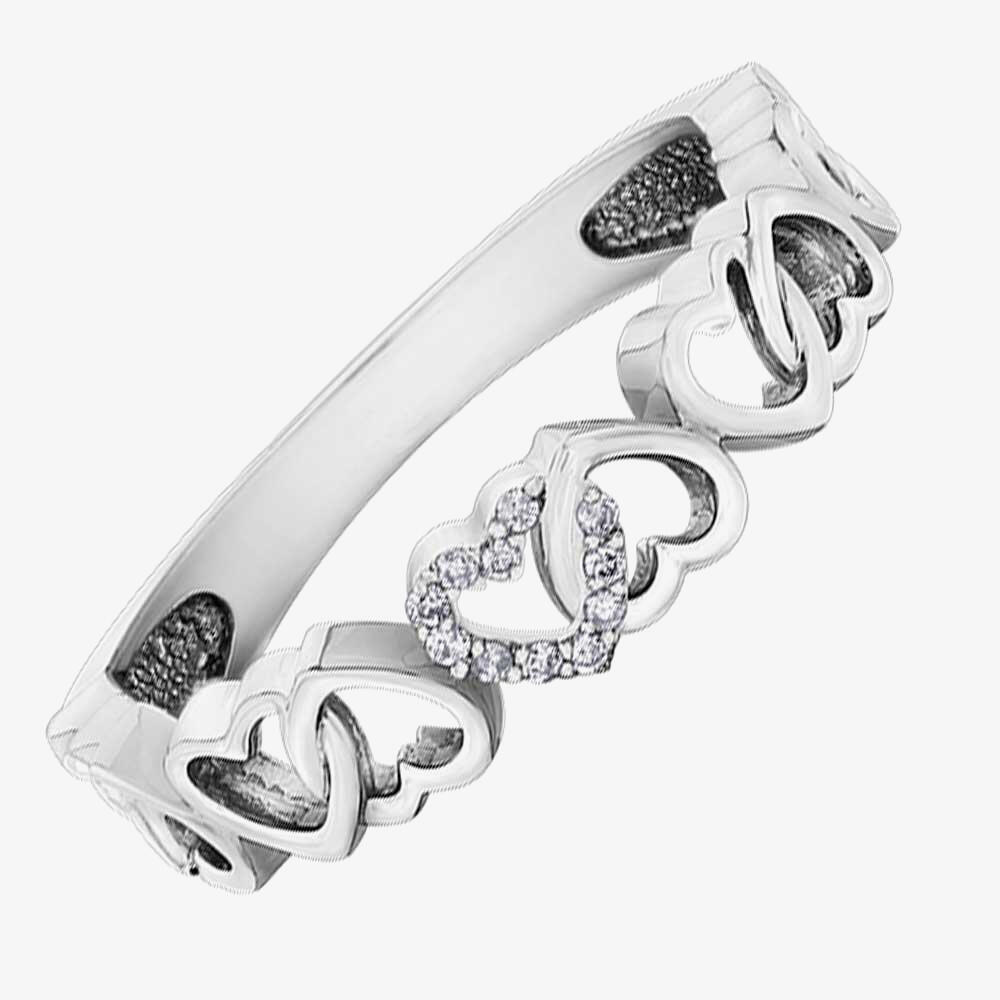 9ct White Gold Diamond Entwined Open Hearts Ring CH594WG/03-10 M
