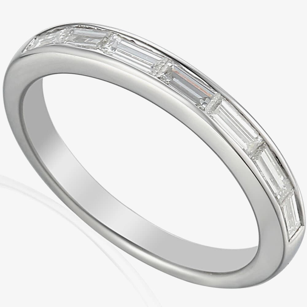 Platinum Channel-Set Baguette Cut Diamond Half Eternity Ring E43122/55/PLT M