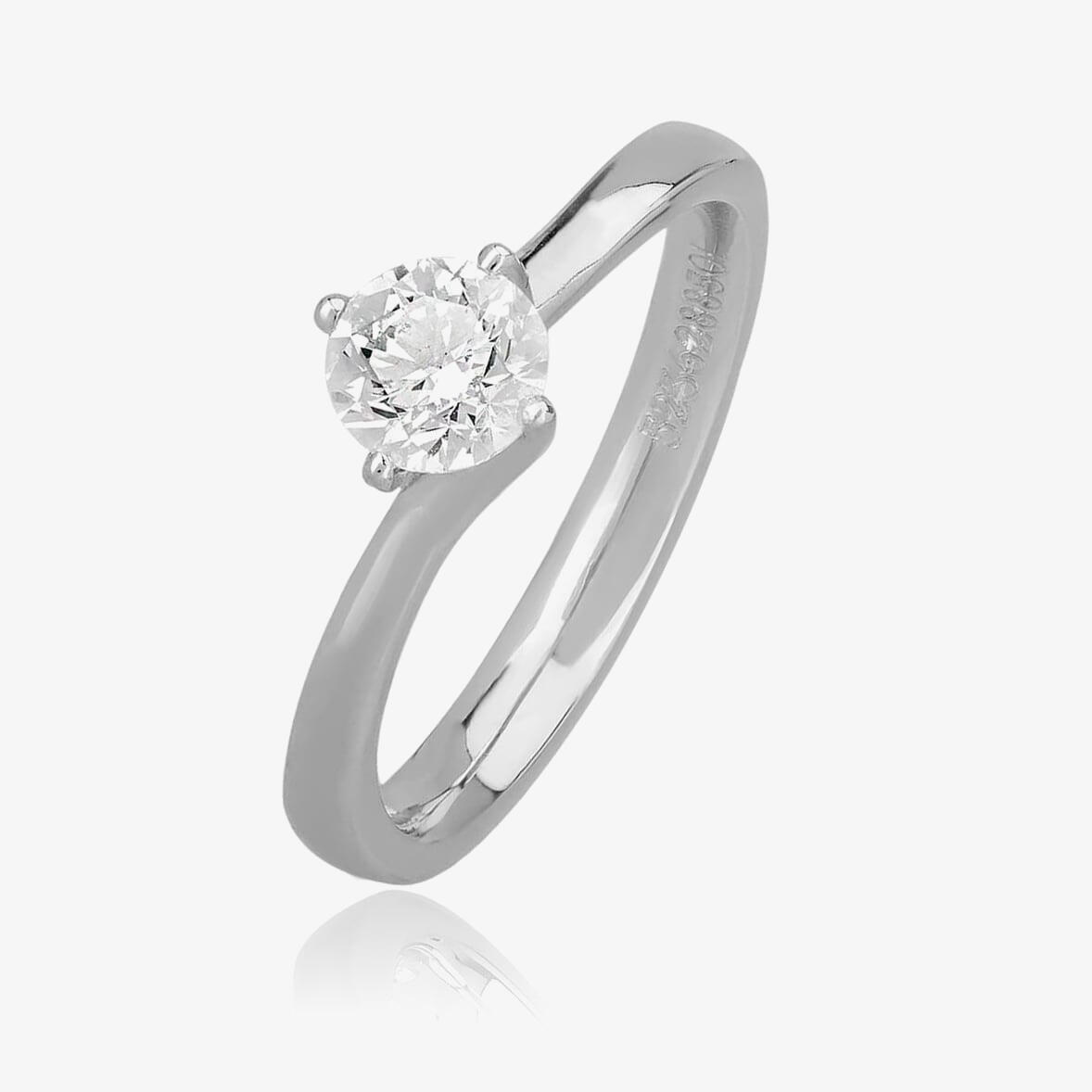 Signature Collection Platinum GIA Certificated Four Claw Diamond Twist Solitaire Ring RI-137(.60CT PLUS)-D/SI1/0.60ct