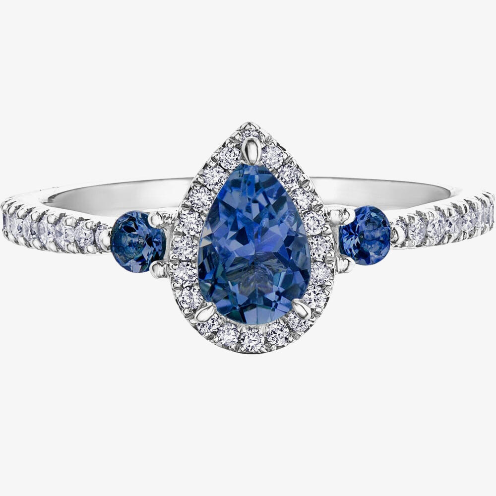9ct White Gold Sapphire 0.42ct Diamond Ring 30830WG-10 L