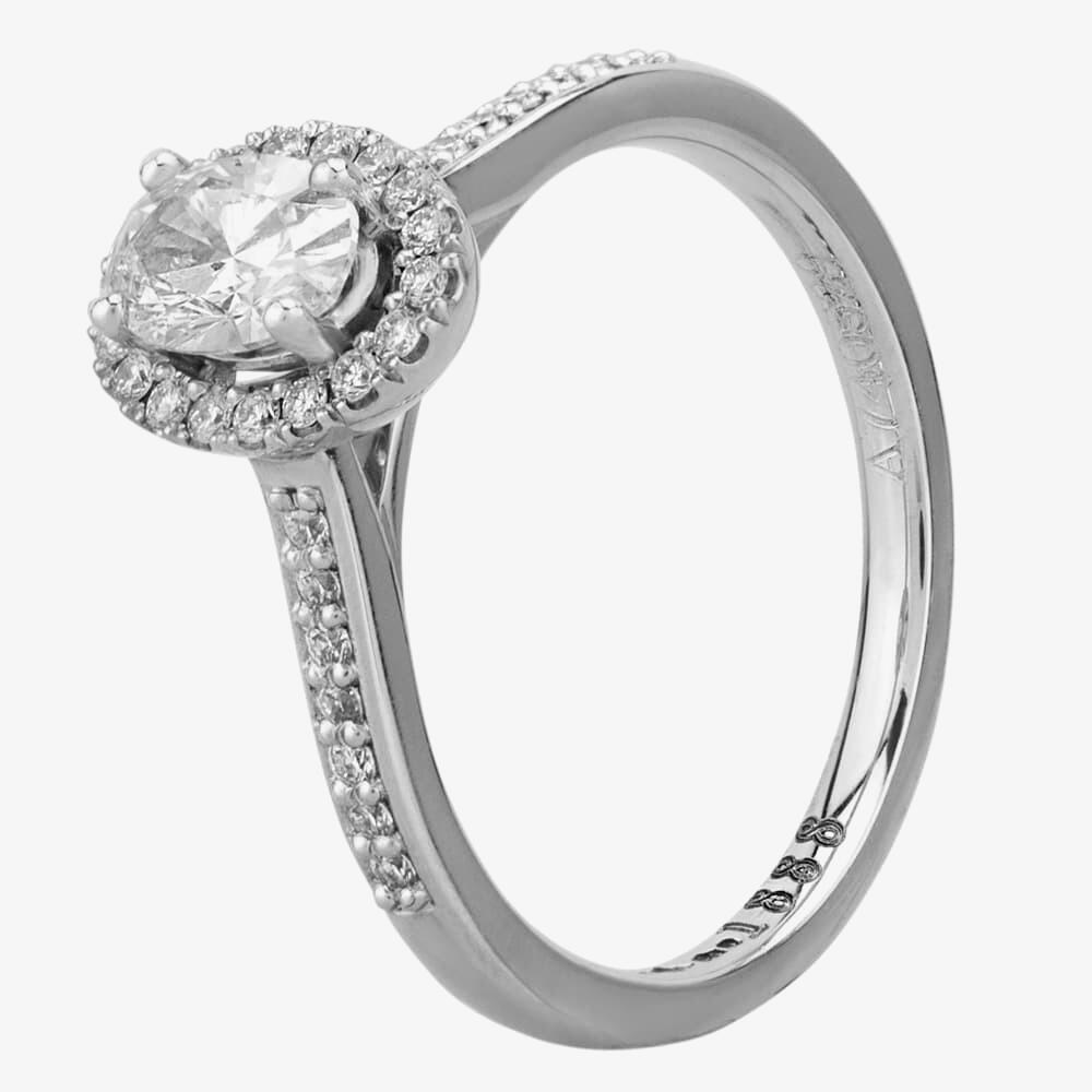 1888 Collection Platinum Certificated 0.20ct Diamond Oval Cluster Ring DSC41(5X3).20CT PLUS- F/VS2/0.44ct
