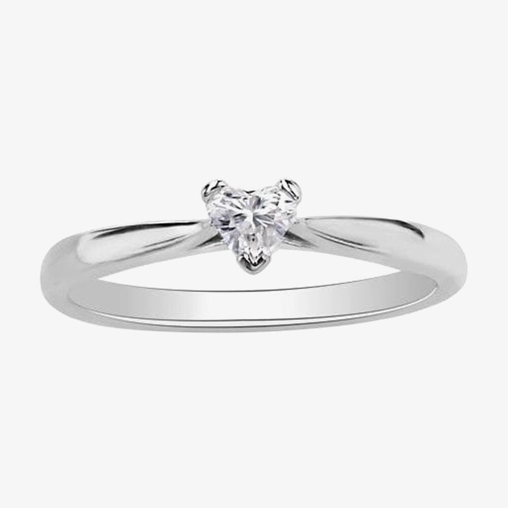 9ct White Gold 0.20ct Diamond Heart Shaped Solitaire Ring 1968WG/20-9 N