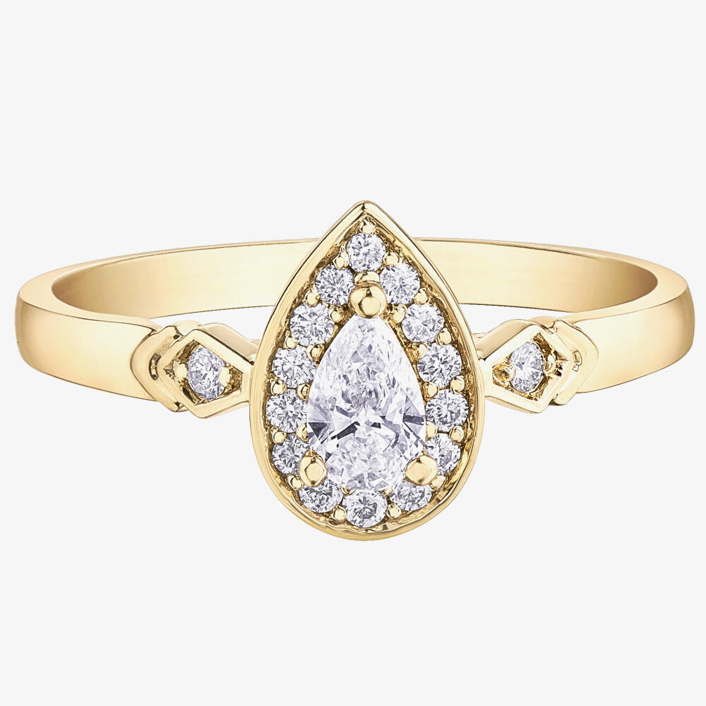 9ct Yellow Gold Pear Shaped 0.33ct Diamond Halo Ring 30980RG/33 L YG