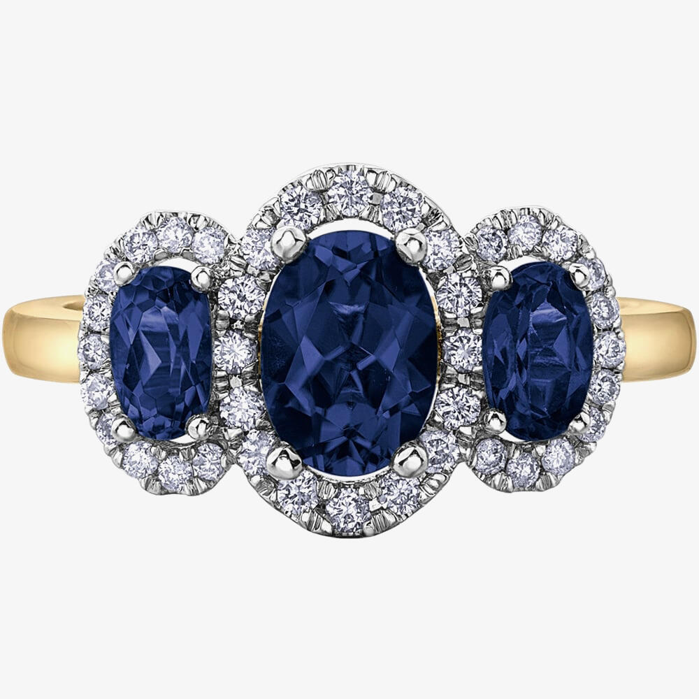 9ct Yellow Gold Sapphire 0.25ct Diamond Ring 4342YW-10 O
