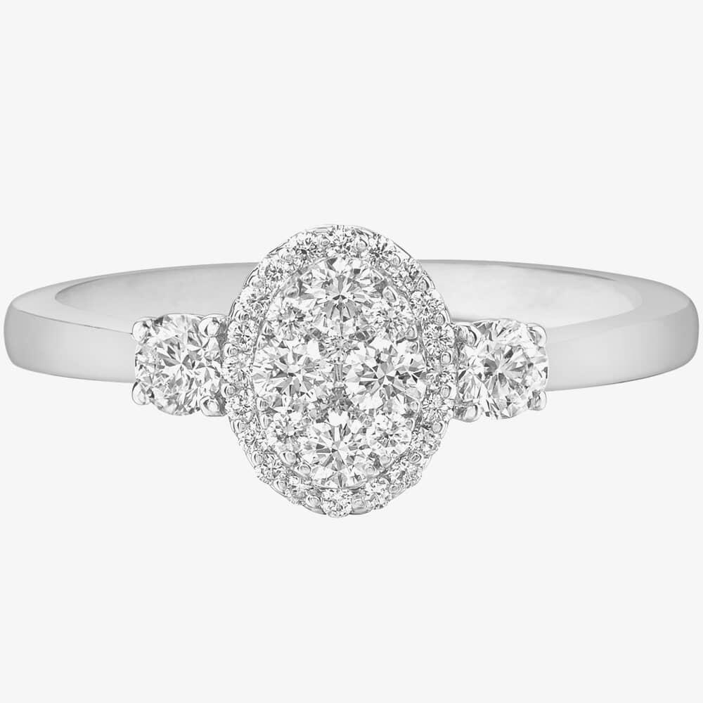 White Gold Oval 0.5ct Diamond Shoulder Cluster Ring 31139YW/50-9 Q